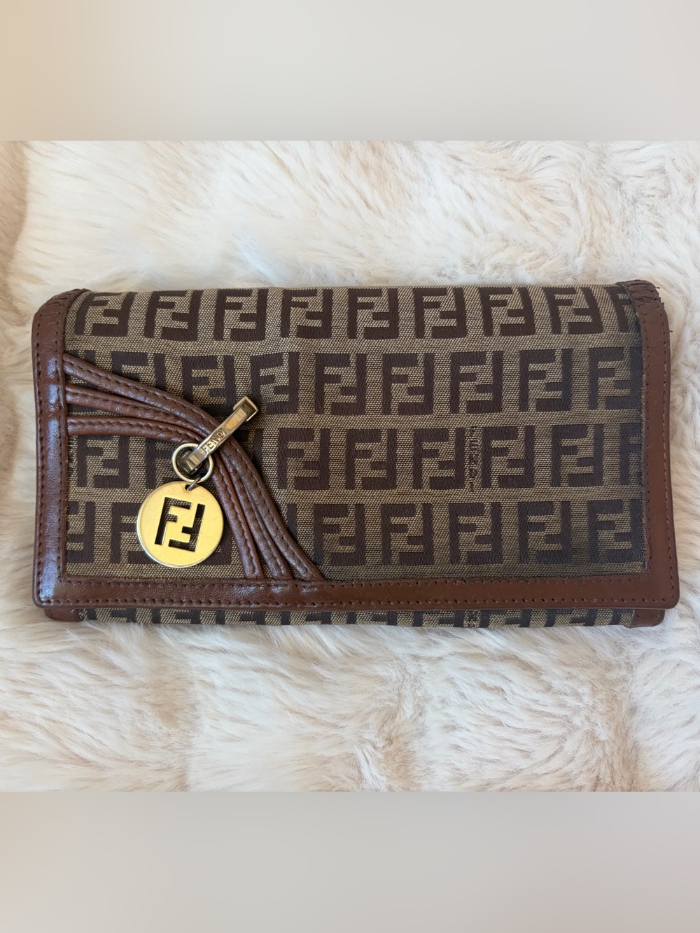 AUTHENTIC vintage Fendi Zucca monogram long wallet